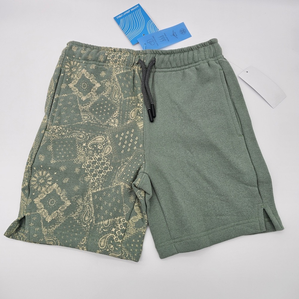 Sovereign Code Boys Fleece Shorts Paisley Bandana Split Print‎ Green L 14/16